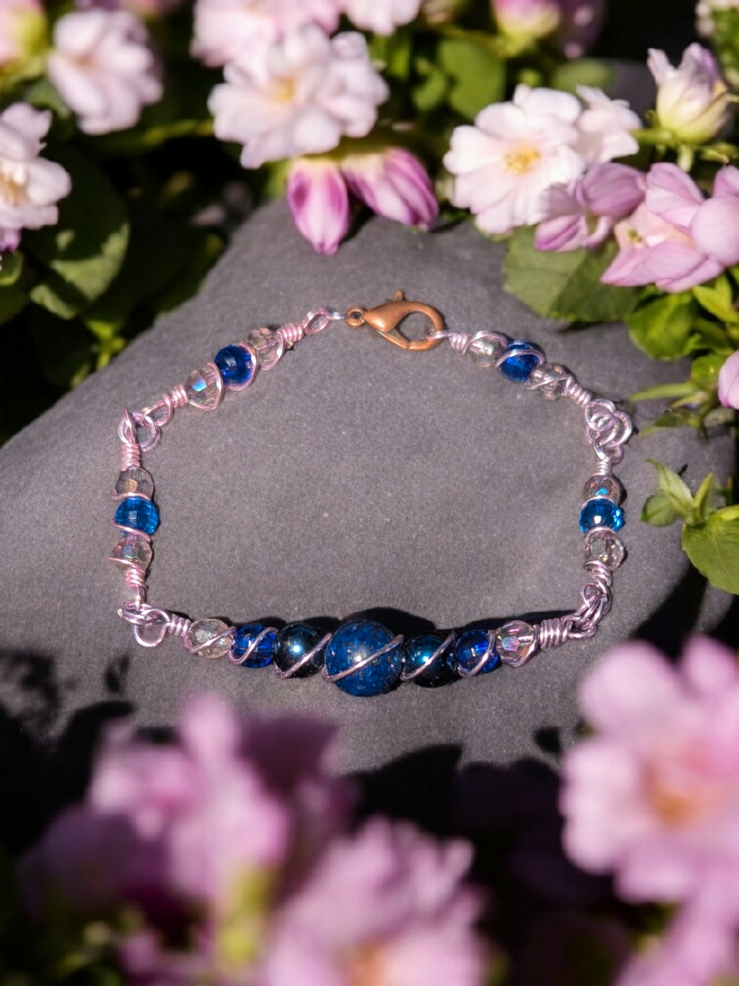 Lapis Nightfall Orbital Wire-Wrapped Bracelet — Wireborne Collection