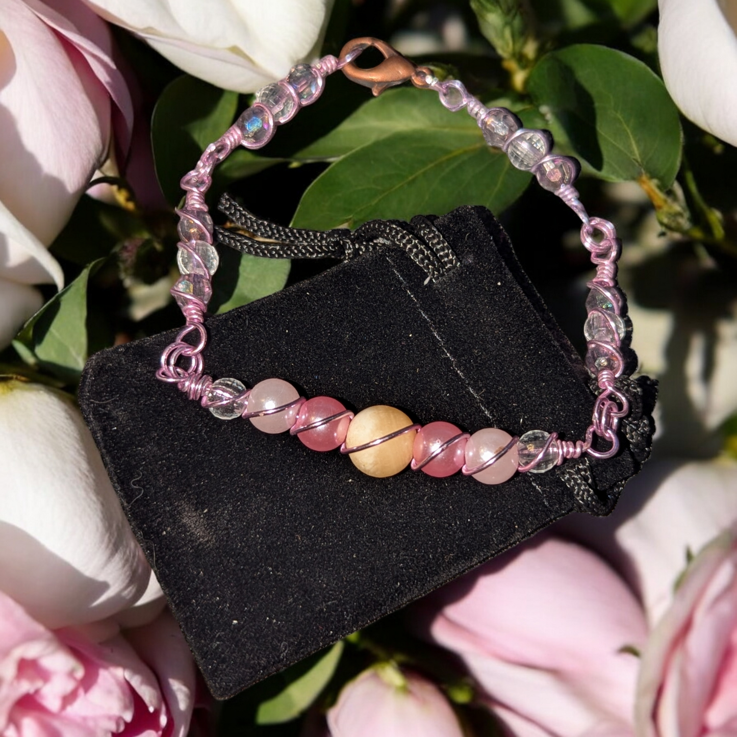 Jade Blossom Orbital Wire-Wrapped Bracelet — Wireborne Collection